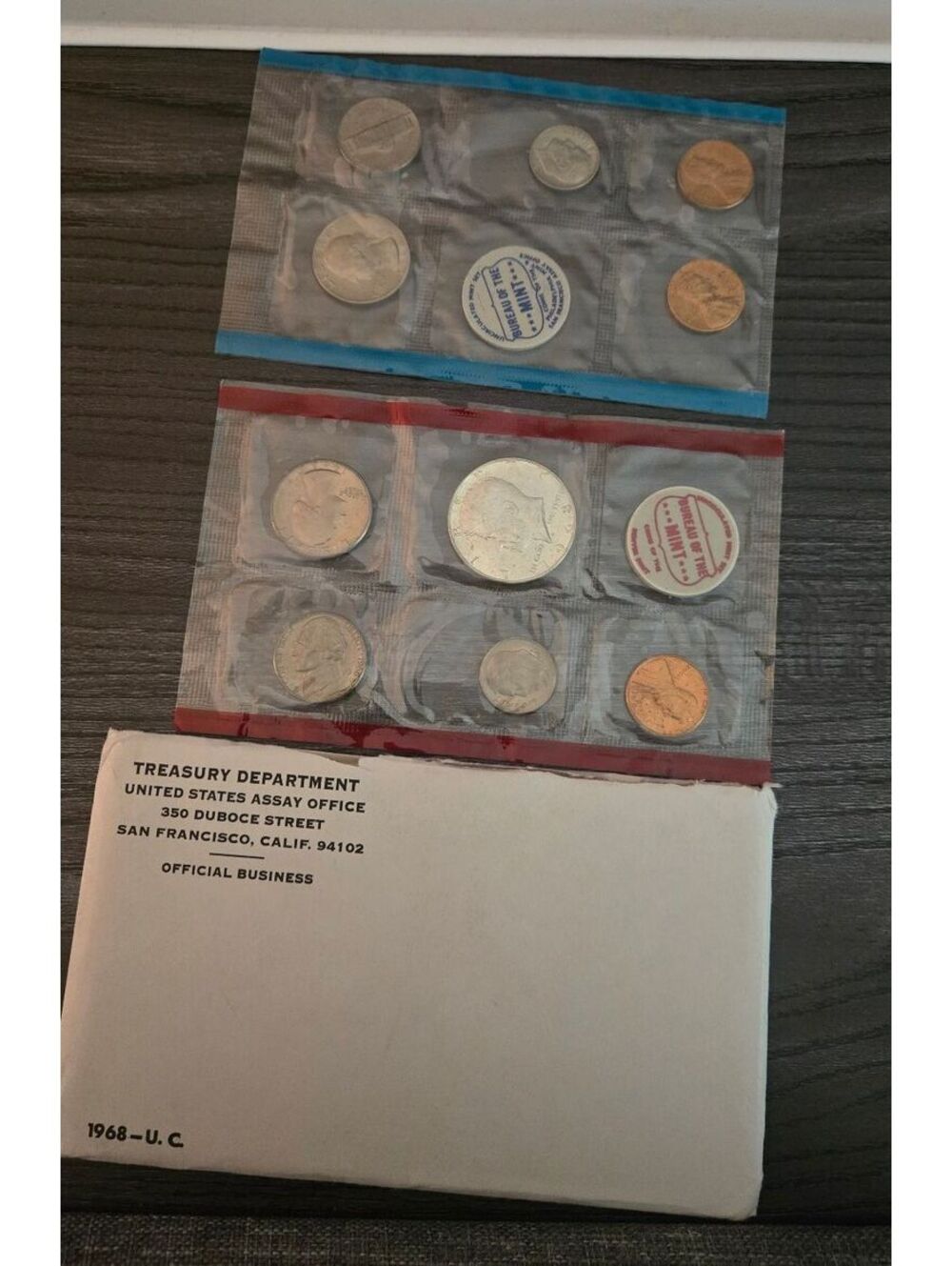 1968 United States Mint Uncirculated Coin Set with Original Envelope
